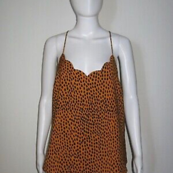 J Crew NWT Leopard Animal Print Spaghetti Strap Scallop Edge Cami Tank Top SZ 12 - Picture 2 of 3